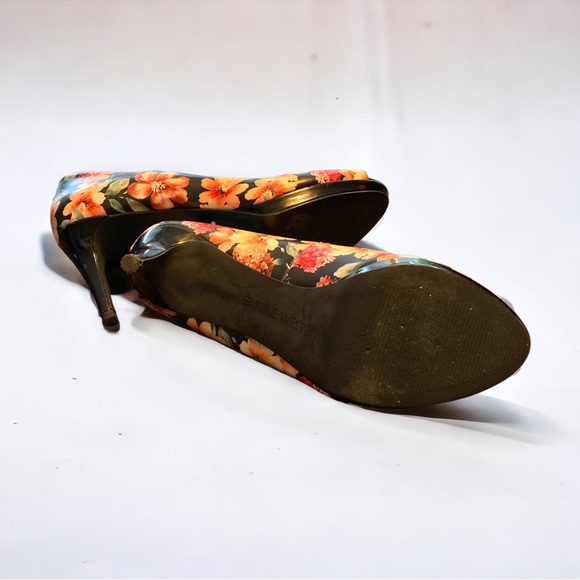 Nine West black floral peep toe heels size 7 - Picture 5 of 6